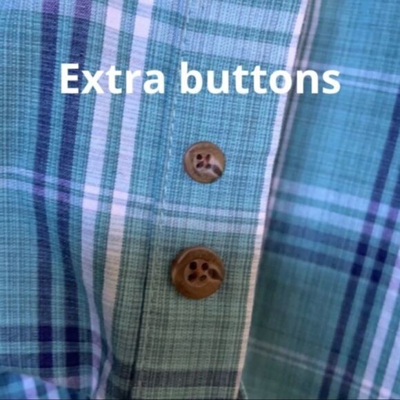 NWT Haggar Teal Plaid Button-Up Shirt Size S Easy Care Workwear Grandpacore - Picture 5 of 10